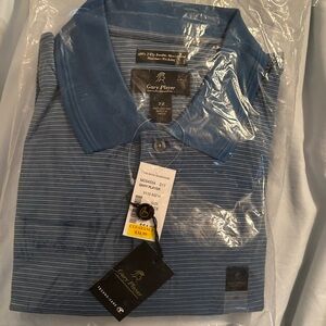 Gary Player Blue Striped Polo Shirt for Men